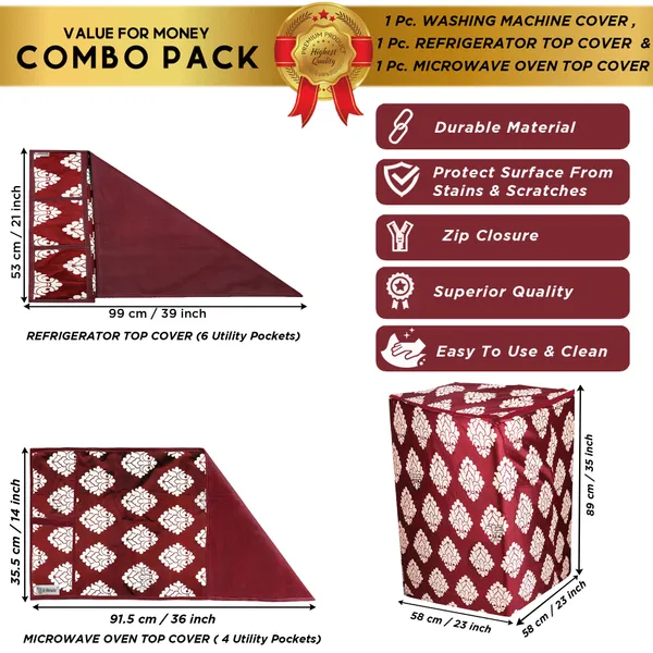 6_Pcs_Of_Cover_Appliances_Cover_Combo_Set_of_(1_Pc._Fridge_Top_Cover_+_1_Pc._Fridge_Handle_Cover_+_6_Pcs._Fridge_Mat_+_1_Pc._Wall_Hanging_Storage_Organizer)