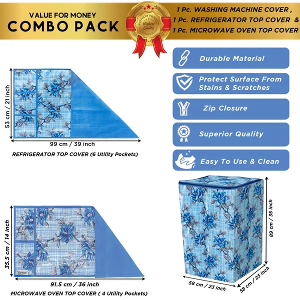 6_Pcs_Of_Cover_Appliances_Cover_Combo_Set_of_(1_Pc._Fridge_Top_Cover_+_1_Pc._Fridge_Handle_Cover_+_6_Pcs._Fridge_Mat_+_1_Pc._Wall_Hanging_Storage_Organizer)