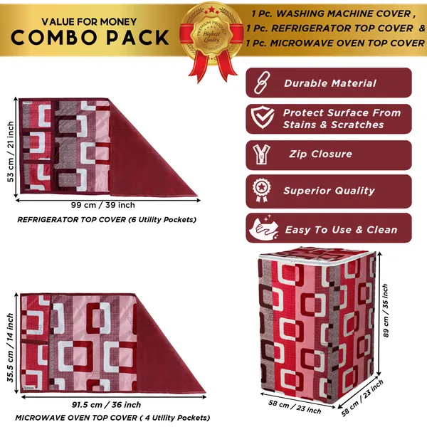 6_Pcs_Of_Cover_Appliances_Cover_Combo_Set_of_(1_Pc._Fridge_Top_Cover_+_2_Pcs._Fridge_Handle_Cover_+_1_Pc._Microwave_Oven_Cover_+_6_Pcs._Fridge_Mat_+_1_Pc._Wall_Hanging_Storage_Organizer)