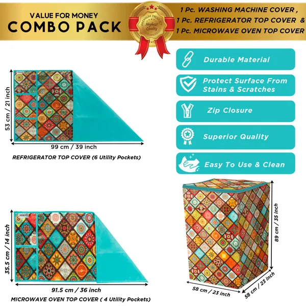 6_Pcs_Of_Cover_Appliance_Cover_Combo_Set_of_(1_Pc._Fridge_Top_Cover_+_2_Pcs._Fridge_Handle_Cover_+_6_Pcs._Fridge_Mat)