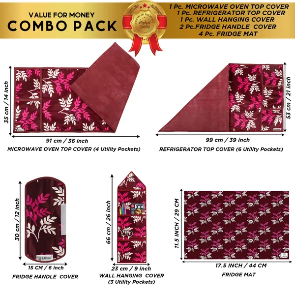 Appliances_Cover_Combo_Set_of_(1_Pc._Fridge_Top_Cover_+_2_Pcs._Fridge_Handle_Cover_+_1_Pc._Microwave_Oven_Cover_+_4_Pcs._Fridge_Mat_+_1_Pc._Wall_Hanging_Storage_Organizer)