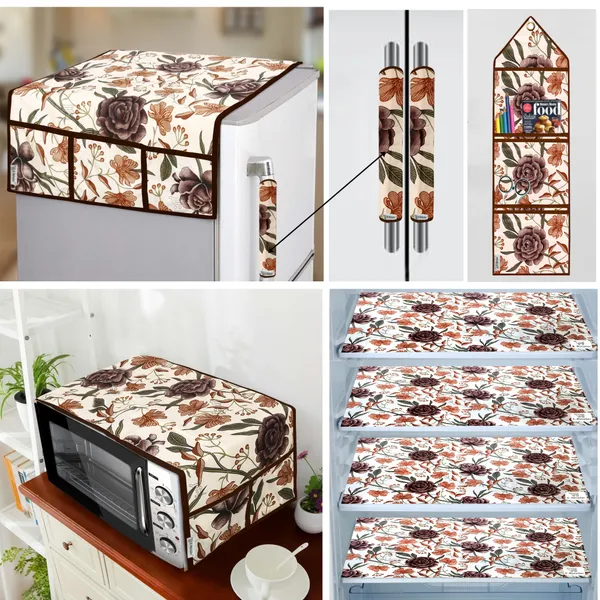 Appliances_Cover_Combo_Set_of_(1_Pc._Fridge_Top_Cover_+_2_Pcs._Fridge_Handle_Cover_+_1_Pc._Microwave_Oven_Cover_+_4_Pcs._Fridge_Mat_+_1_Pc._Wall_Hanging_Storage_Organizer)