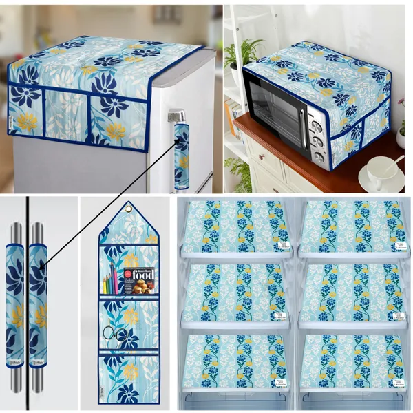 Appliances_Cover_Combo_Set_of_(1_Pc._Fridge_Top_Cover_+_2_Pcs._Fridge_Handle_Cover_+_1_Pc._Microwave_Oven_Cover_+_6_Pcs._Fridge_Mat_+_1_Pc._Wall_Hanging_Storage_Organizer)