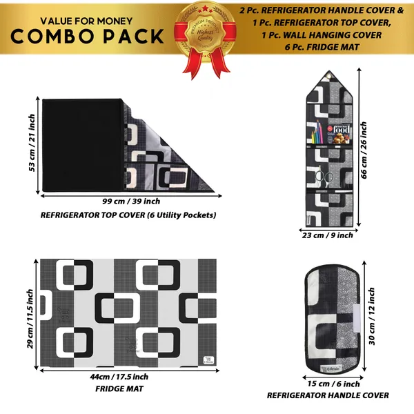 Appliances_Cover_Combo_Set_of_(1_Pc._Fridge_Top_Cover_+_2_Pcs._Fridge_Handle_Cover_+_6_Pcs._Fridge_Mat_+_1_Pc._Wall_Hanging_Storage_Organizer)