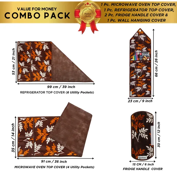 6_Pcs_Of_Cover_Appliances_Cover_Combo_Set_of_(1_Pc._Fridge_Top_Cover_+_2_Pcs._Fridge_Handle_Cover_+_1_Pc._Microwave_Oven_Cover_+_6_Pcs._Fridge_Mat_+_1_Pc._Wall_Hanging_Storage_Organizer)