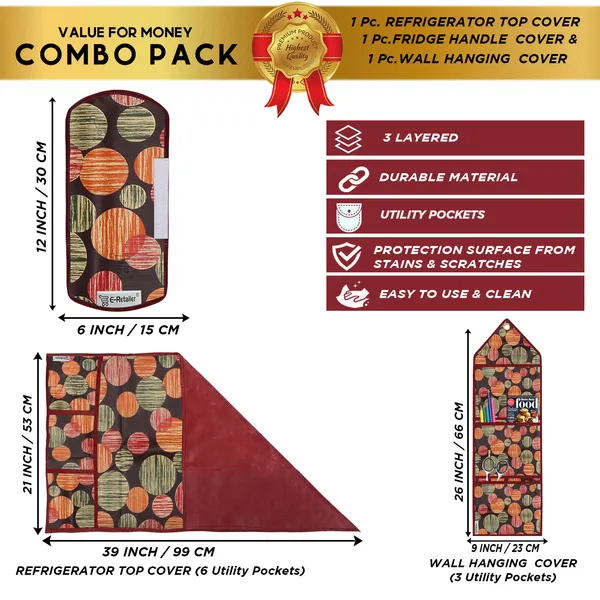 6_Pcs_Of_Cover_Appliances_Cover_Combo_Set_of_(1_Pc._Fridge_Top_Cover_+_1_Pc._Fridge_Handle_Cover_+_1_Pc._Microwave_Oven_Cover_+_6_Pcs._Fridge_Mat_+_1_Pc._Wall_Hanging_Storage_Organizer)