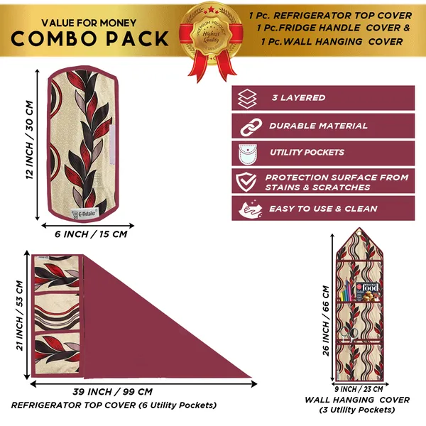 Appliances_Cover_Combo_Set_of_(1_Pc._Fridge_Top_Cover_+_1_Pc._Fridge_Handle_Cover_+_1_Pc._Wall_Hanging_Storage_Organizer)