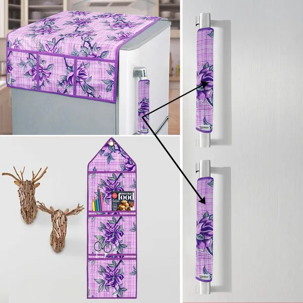 Appliances_Cover_Combo_Set_of_(1_Pc._Fridge_Top_Cover_+_2_Pcs._Fridge_Handle_Cover_+_1_Pc._Wall_Hanging_Storage_Organizer)