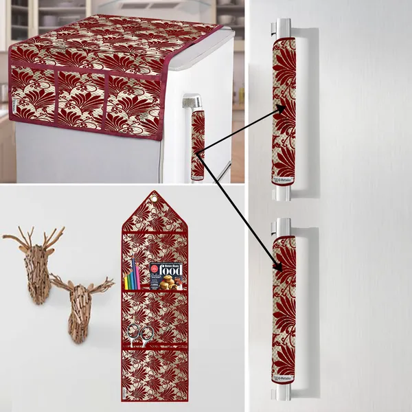 Appliances_Cover_Combo_Set_of_(1_Pc._Fridge_Top_Cover_+_2_Pcs._Fridge_Handle_Cover_+_1_Pc._Wall_Hanging_Storage_Organizer)