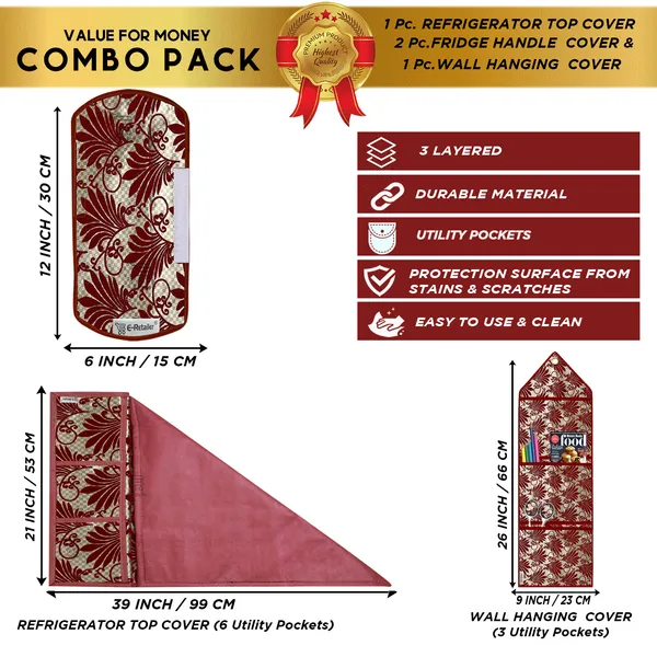 Appliances_Cover_Combo_Set_of_(1_Pc._Fridge_Top_Cover_+_2_Pcs._Fridge_Handle_Cover_+_1_Pc._Wall_Hanging_Storage_Organizer)