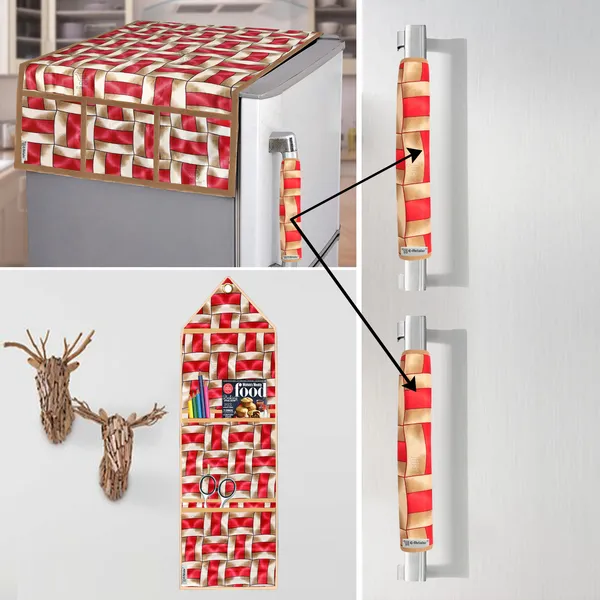Appliances_Cover_Combo_Set_of_(1_Pc._Fridge_Top_Cover_+_2_Pcs._Fridge_Handle_Cover_+_1_Pc._Wall_Hanging_Storage_Organizer)