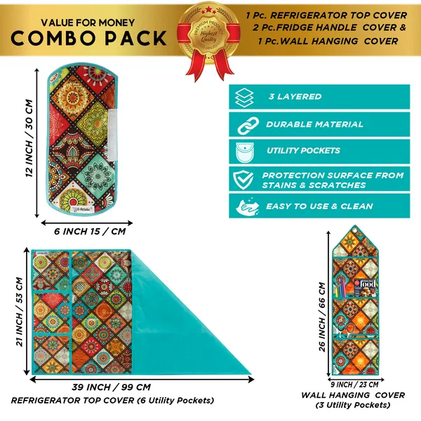 Appliances_Cover_Combo_Set_of_(1_Pc._Fridge_Top_Cover_+_2_Pcs._Fridge_Handle_Cover_+_1_Pc._Wall_Hanging_Storage_Organizer)
