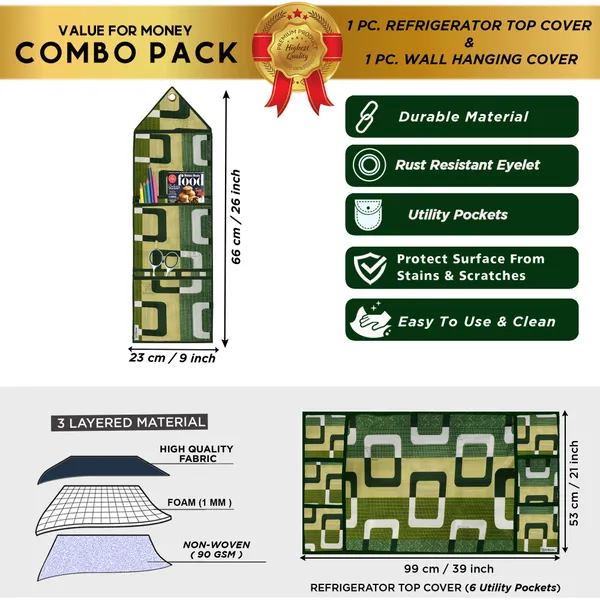 Appliances_Cover_Combo_Set_of_(1_Pc._Fridge_Top_Cover_+_1_Pc._Wall_Hanging_Storage_Organizer)