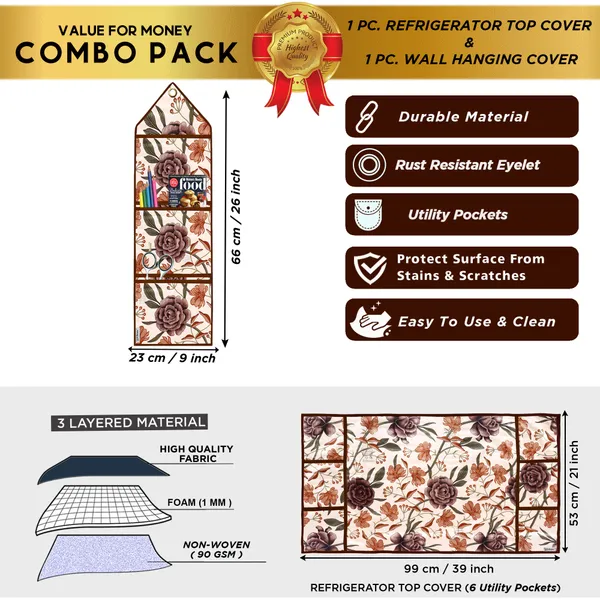 Appliances_Cover_Combo_Set_of_(1_Pc._Fridge_Top_Cover_+_1_Pc._Wall_Hanging_Storage_Organizer)