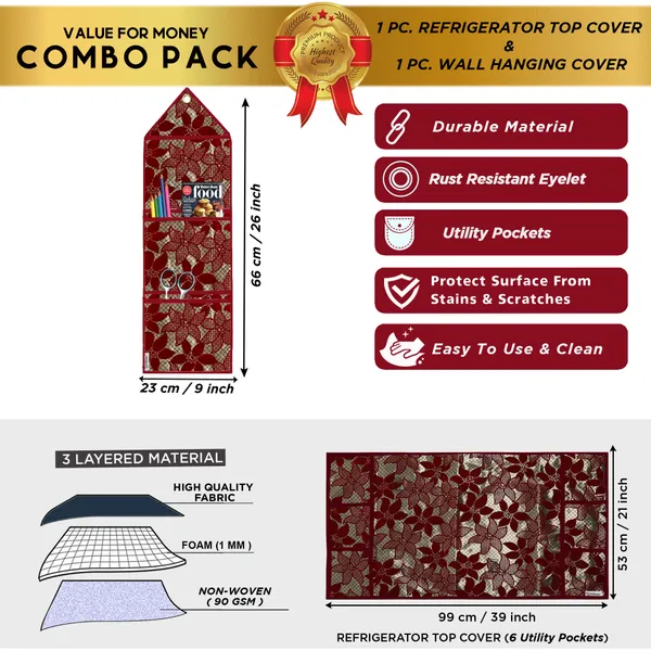 Appliances_Cover_Combo_Set_of_(1_Pc._Fridge_Top_Cover_+_1_Pc._Wall_Hanging_Storage_Organizer)