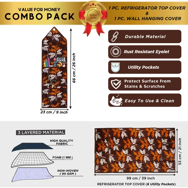 Appliances_Cover_Combo_Set_of_(1_Pc._Fridge_Top_Cover_+_1_Pc._Wall_Hanging_Storage_Organizer)