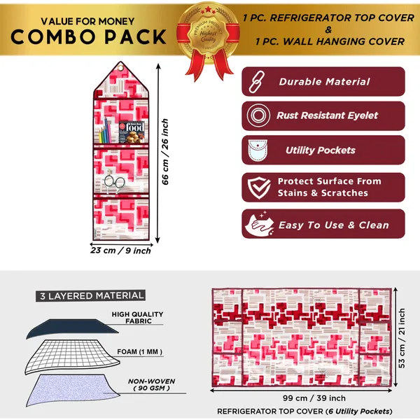 Appliances_Cover_Combo_Set_of_(1_Pc._Fridge_Top_Cover_+_1_Pc._Wall_Hanging_Storage_Organizer)