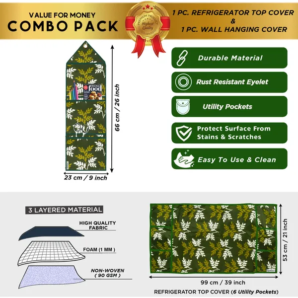 Appliances_Cover_Combo_Set_of_(1_Pc._Fridge_Top_Cover_+_1_Pc._Wall_Hanging_Storage_Organizer)
