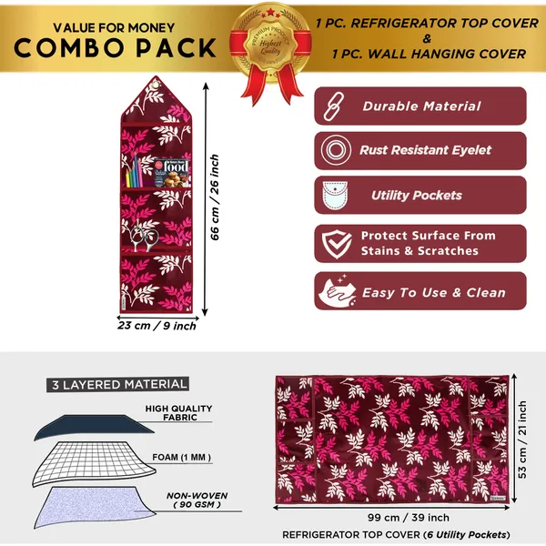 Appliances_Cover_Combo_Set_of_(1_Pc._Fridge_Top_Cover_+_1_Pc._Wall_Hanging_Storage_Organizer)