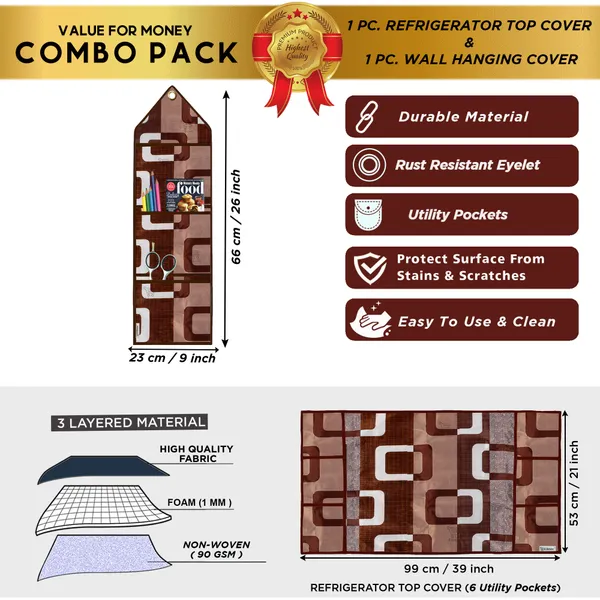 Appliances_Cover_Combo_Set_of_(1_Pc._Fridge_Top_Cover_+_1_Pc._Wall_Hanging_Storage_Organizer)