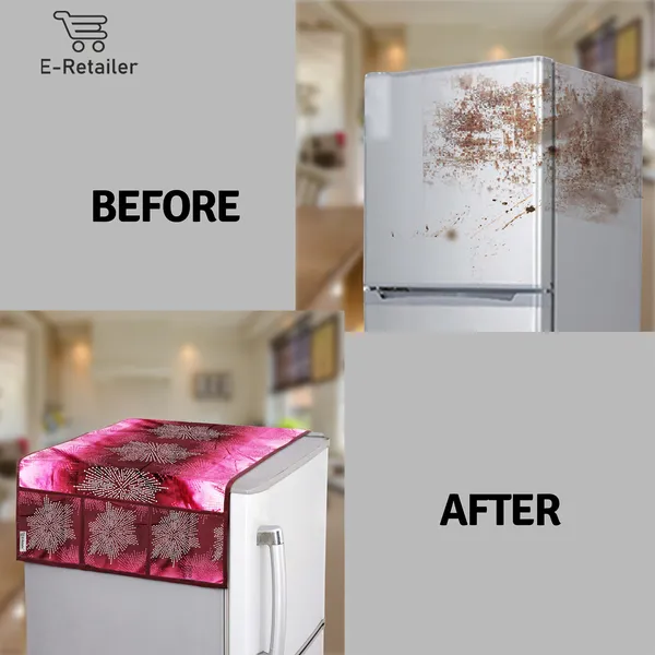 6_Pcs_Of_Cover_Appliances_Cover_Combo_Set_of_(1_Pc._Fridge_Top_Cover_+_2_Pcs._Fridge_Handle_Cover_+_1_Pc._Microwave_Oven_Cover_+_6_Pcs._Fridge_Mat_+_1_Pc._Wall_Hanging_Storage_Organizer)