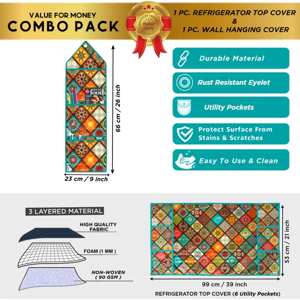 6_Pcs_Of_Cover_Appliance_Cover_Combo_Set_of_(1_Pc._Fridge_Top_Cover_+_6_Pcs._Fridge_Mat)