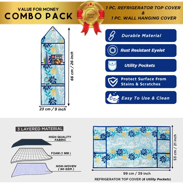 6_Pcs_Of_Cover_Appliance_Cover_Combo_Set_of_(1_Pc._Fridge_Top_Cover_+_1_Pc._Fridge_Handle_Cover_+_6_Pcs._Fridge_Mat)