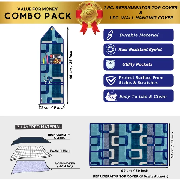 Appliances_Cover_Combo_Set_of_(1_Pc._Fridge_Top_Cover_+_1_Pc._Wall_Hanging_Storage_Organizer)