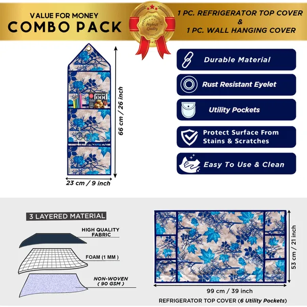 Appliances_Cover_Combo_Set_of_(1_Pc._Fridge_Top_Cover_+_1_Pc._Wall_Hanging_Storage_Organizer)