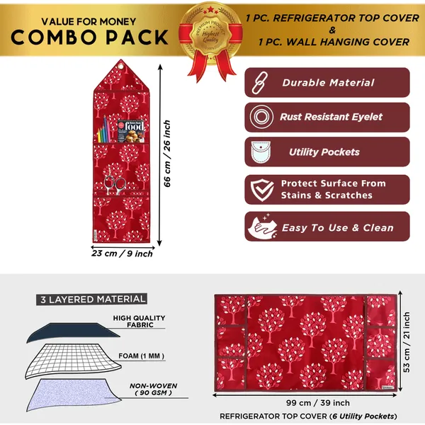 Appliances_Cover_Combo_Set_of_(1_Pc._Fridge_Top_Cover_+_1_Pc._Wall_Hanging_Storage_Organizer)