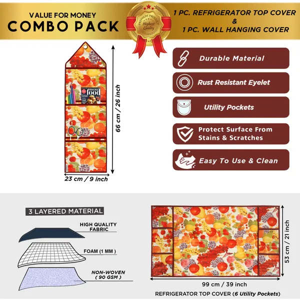 Appliances_Cover_Combo_Set_of_(1_Pc._Fridge_Top_Cover_+_1_Pc._Wall_Hanging_Storage_Organizer)