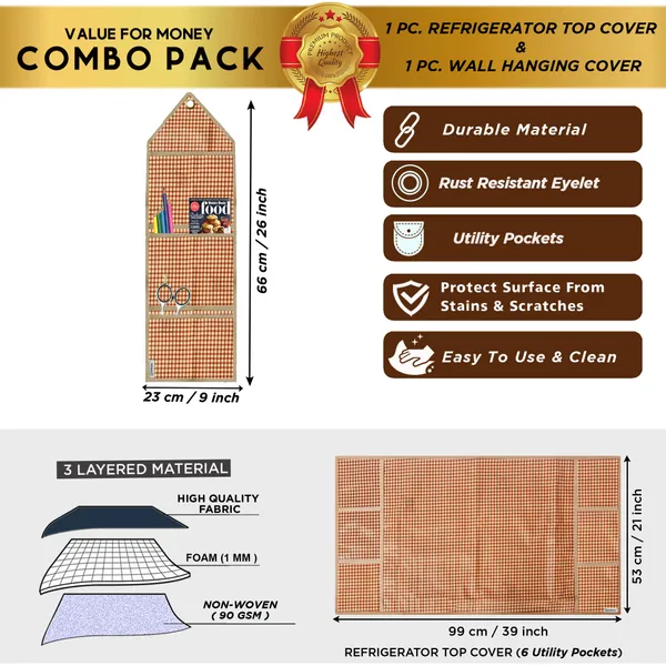 Appliances_Cover_Combo_Set_of_(1_Pc._Fridge_Top_Cover_+_1_Pc._Wall_Hanging_Storage_Organizer)