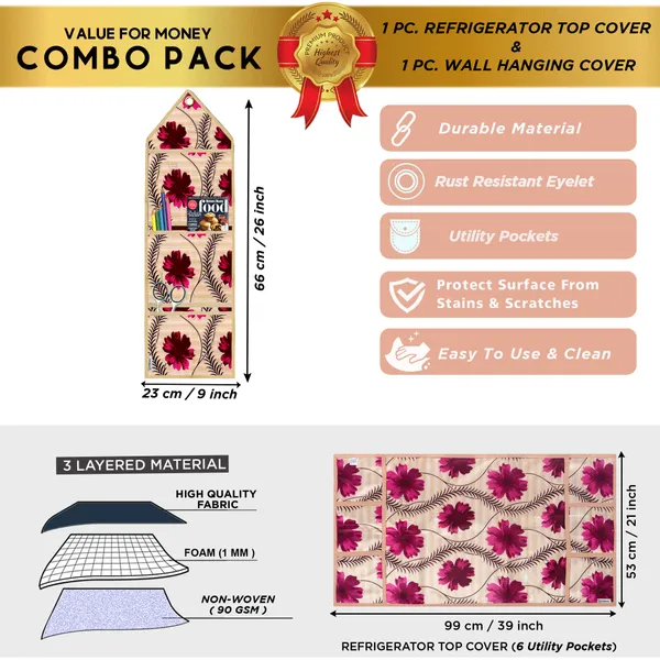 Appliances_Cover_Combo_Set_of_(1_Pc._Fridge_Top_Cover_+_1_Pc._Wall_Hanging_Storage_Organizer)