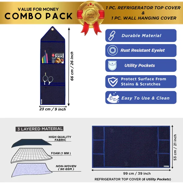 Appliances_Cover_Combo_Set_of_(1_Pc._Fridge_Top_Cover_+_1_Pc._Wall_Hanging_Storage_Organizer)