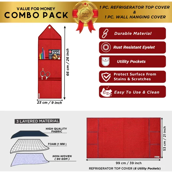 Appliances_Cover_Combo_Set_of_(1_Pc._Fridge_Top_Cover_+_1_Pc._Wall_Hanging_Storage_Organizer)