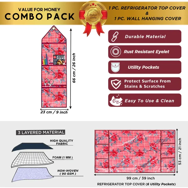 Appliances_Cover_Combo_Set_of_(1_Pc._Fridge_Top_Cover_+_1_Pc._Wall_Hanging_Storage_Organizer)