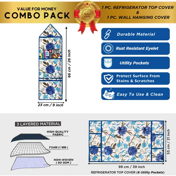 Appliances_Cover_Combo_Set_of_(1_Pc._Fridge_Top_Cover_+_1_Pc._Wall_Hanging_Storage_Organizer)