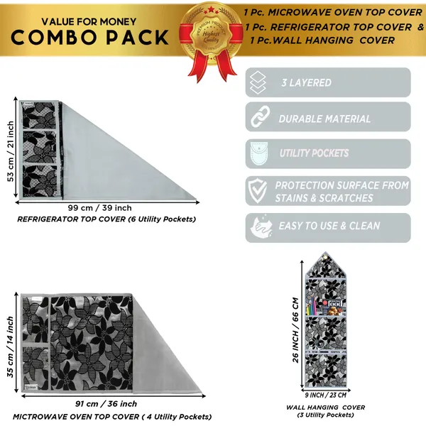 Appliances_Cover_Combo_Set_of_(1_Pc._Fridge_Top_Cover_+_1_Pc._Microwave_Oven_Top_Cover_+_1_Pc._Wall_Hanging_Storage_Organizer)