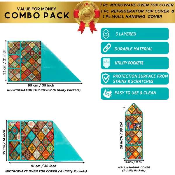 Appliances_Cover_Combo_Set_of_(1_Pc._Fridge_Top_Cover_+_1_Pc._Microwave_Oven_Top_Cover_+_1_Pc._Wall_Hanging_Storage_Organizer)