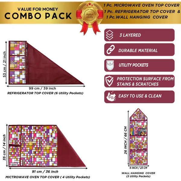 Appliances_Cover_Combo_Set_of_(1_Pc._Fridge_Top_Cover_+_1_Pc._Microwave_Oven_Top_Cover_+_1_Pc._Wall_Hanging_Storage_Organizer)