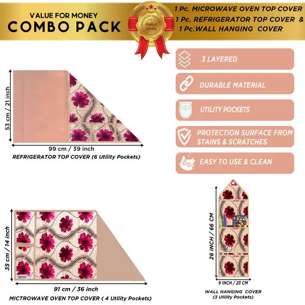 Appliances_Cover_Combo_Set_of_(1_Pc._Fridge_Top_Cover_+_1_Pc._Microwave_Oven_Top_Cover_+_1_Pc._Wall_Hanging_Storage_Organizer)