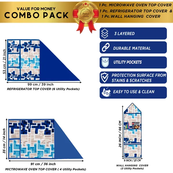Appliances_Cover_Combo_Set_of_(1_Pc._Fridge_Top_Cover_+_1_Pc._Microwave_Oven_Top_Cover_+_1_Pc._Wall_Hanging_Storage_Organizer)