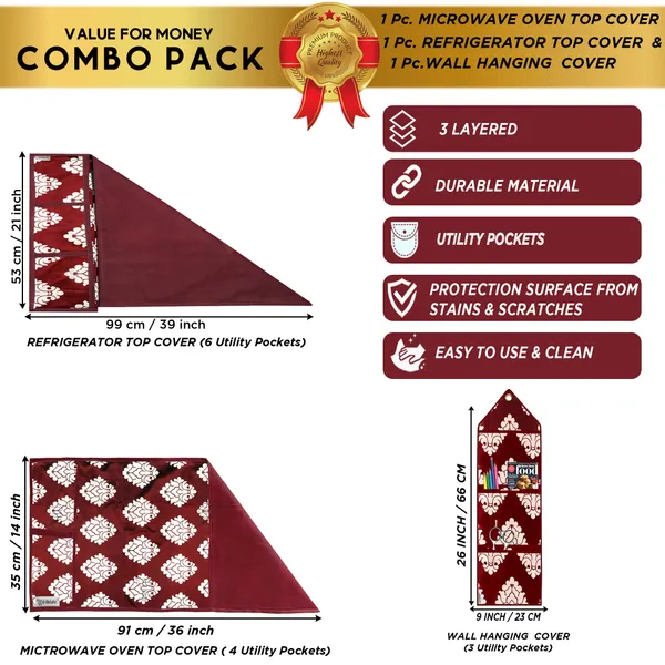 Appliances_Cover_Combo_Set_of_(1_Pc._Fridge_Top_Cover_+_1_Pc._Microwave_Oven_Top_Cover_+_1_Pc._Wall_Hanging_Storage_Organizer)