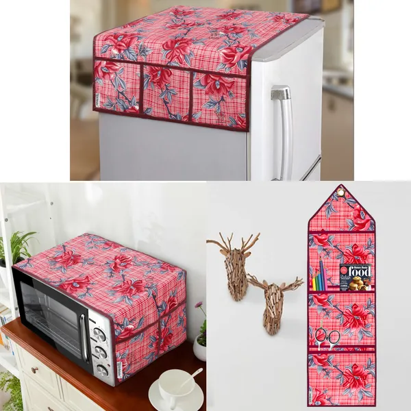 Appliances_Cover_Combo_Set_of_(1_Pc._Fridge_Top_Cover_+_1_Pc._Microwave_Oven_Top_Cover_+_1_Pc._Wall_Hanging_Storage_Organizer)