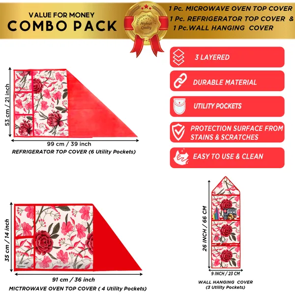 Appliances_Cover_Combo_Set_of_(1_Pc._Fridge_Top_Cover_+_1_Pc._Microwave_Oven_Top_Cover_+_1_Pc._Wall_Hanging_Storage_Organizer)