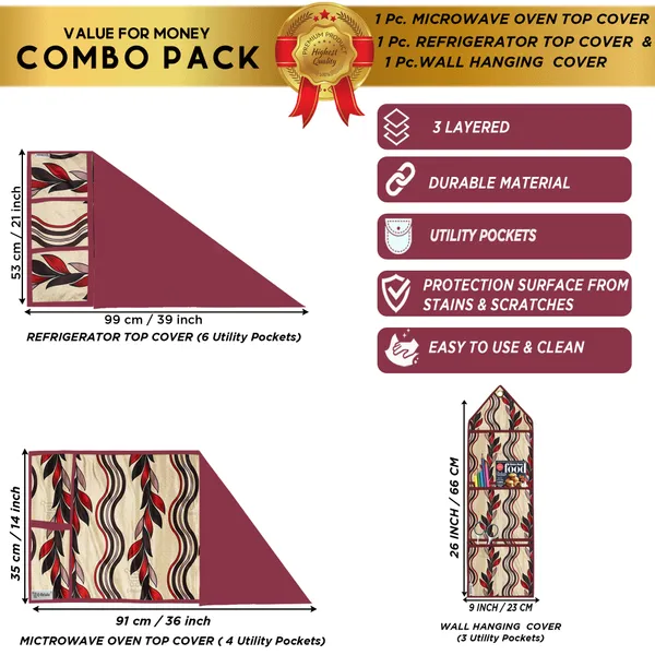 Appliances_Cover_Combo_Set_of_(1_Pc._Fridge_Top_Cover_+_1_Pc._Microwave_Oven_Top_Cover_+_1_Pc._Wall_Hanging_Storage_Organizer)