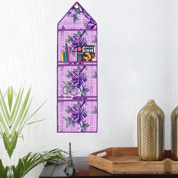 Organizer_Cover_Combo_Set_of_2_Pcs._(Wall_Hanging_Organizer/Magazine_Holder_With_3_Utility_Pockets)