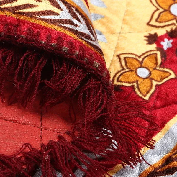 Quilted_Velvet_Prayer_Mat/Pooja_Aasan_Mat/Floor_Mat_(Color-Leaf_Red,_Size-18X18_Inches)