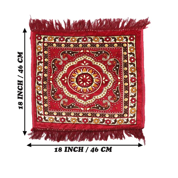 Set_of_2_Pcs._Quilted_Velvet_Prayer_Mat/Pooja_Aasan_Mat/Floor_Mat_(Color-Leaf_Brown,_Size-18X18_Inches)
