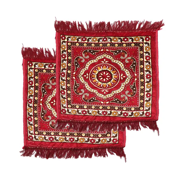 Set_of_2_Pcs._Quilted_Velvet_Prayer_Mat/Pooja_Aasan_Mat/Floor_Mat_(Color-Leaf_Brown,_Size-18X18_Inches)